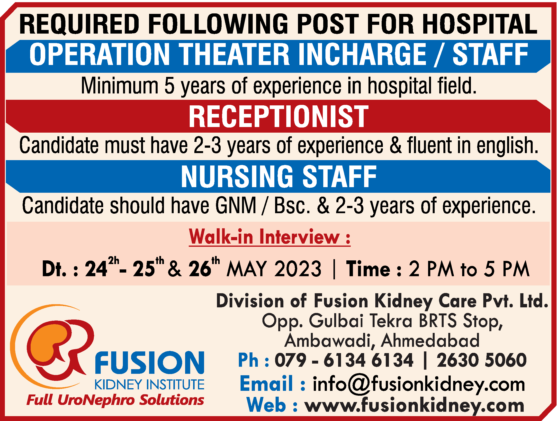 Times Ascent Ad Image for Fusion Kidney Institute