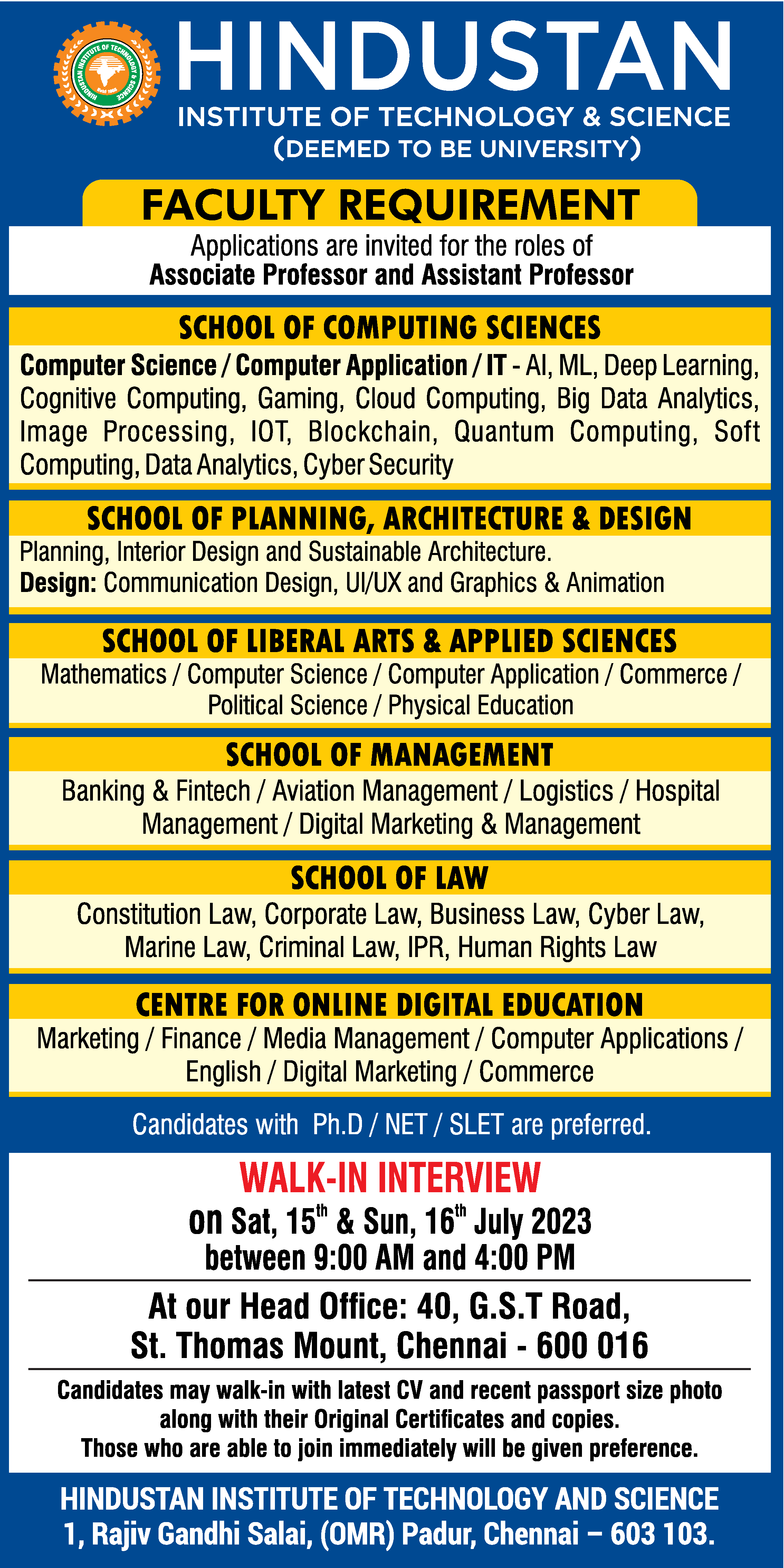 Times Ascent Ad Image for Hindustan Institute Of Technology And Science